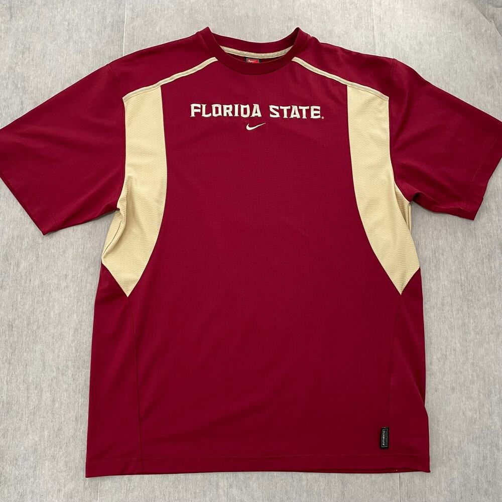 VINTAGE Florida State Seminoles Shirt Adult Large Red Nike Center Logo Mens L